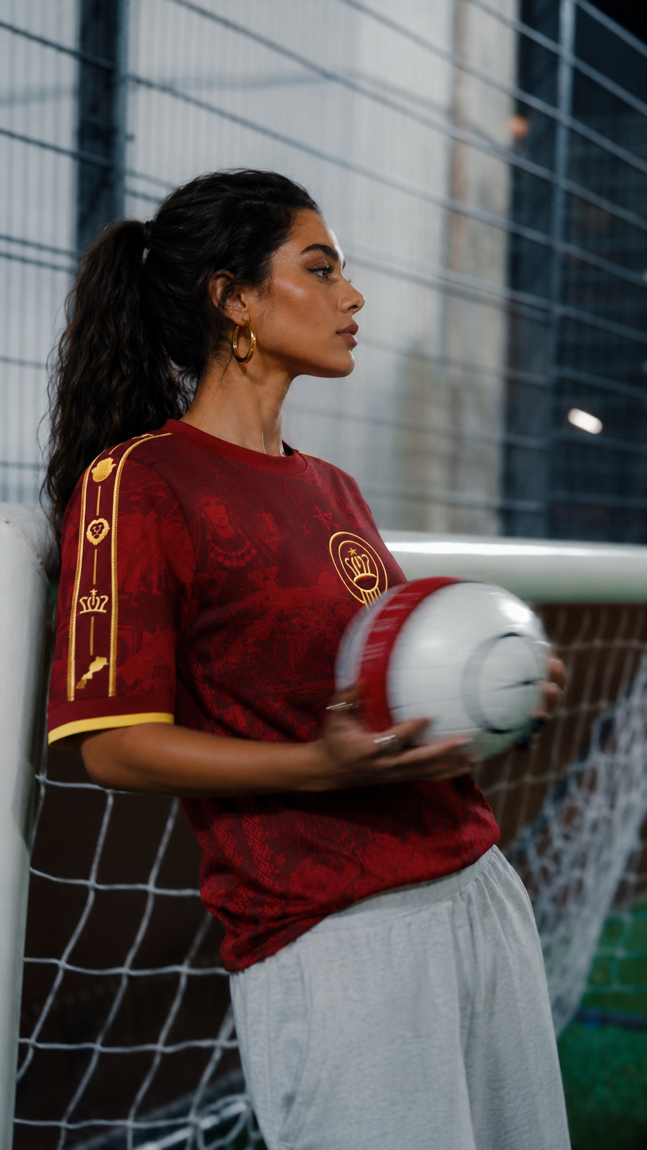 Camelia wearing morocco heritage jersey in 5 vs 5 field/ terrain